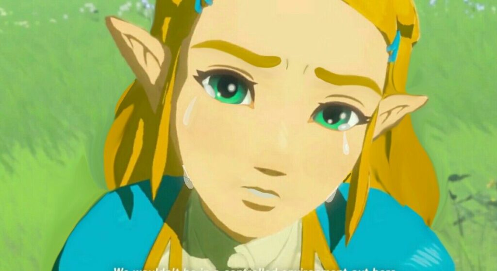 Zelda chorando triste.