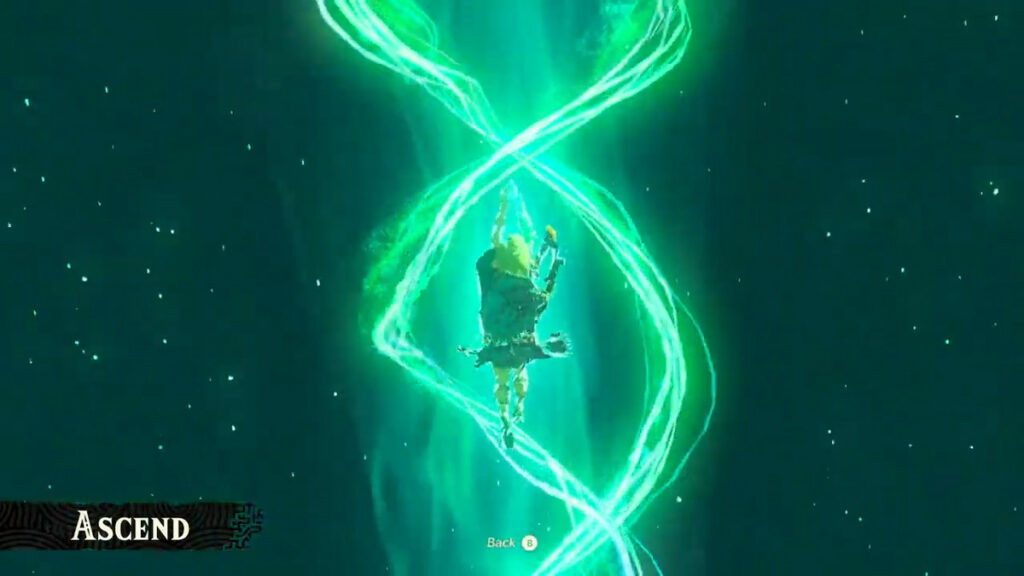 Ascend: a nova habilidade de Link em Zelda Tears of the Kingdom do Nintendo Switch.